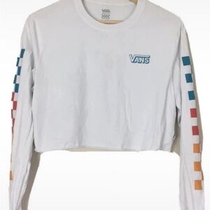Vans White Cream Long Sleeve Crop Sweatshirt
